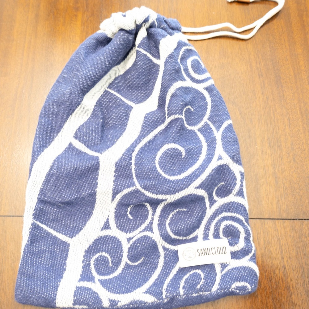 Sand Cloud Blue and White Drawstring Bag